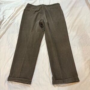 Corbin OTC Mens Gray Brown Corduroy Pleated Dress Pants Size 40x30 Cuffs